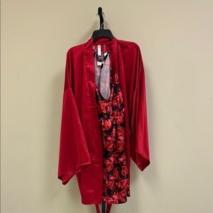 Cacique red robe and floral gown